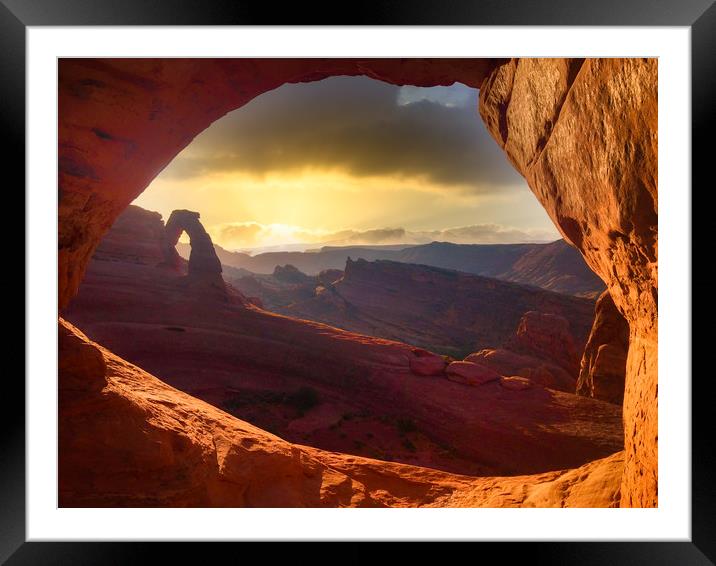 Delicate Arch through a window Framed Mounted Print by BRADLEY MORRIS