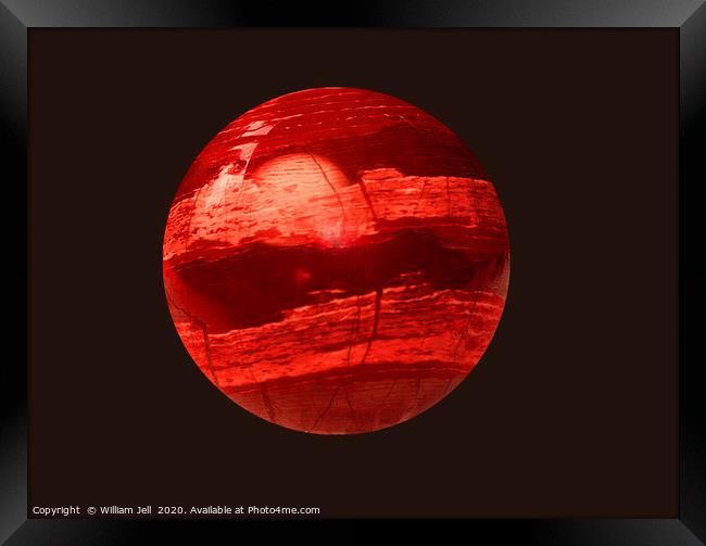 Red jasper orb with terrestrial features Framed Print by William Jell