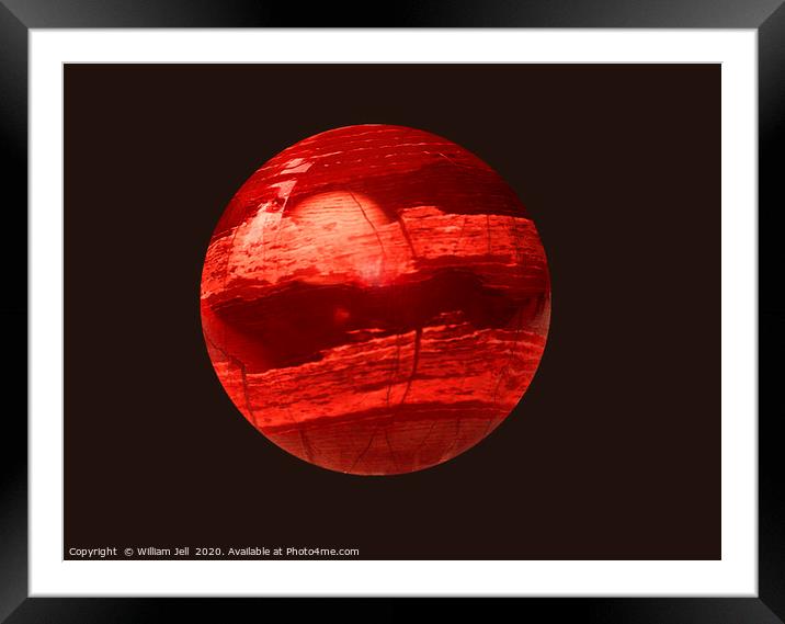 Red jasper orb with terrestrial features Framed Mounted Print by William Jell