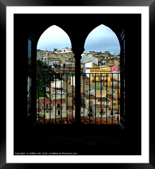Sicilian hillside town  Framed Mounted Print by William Jell