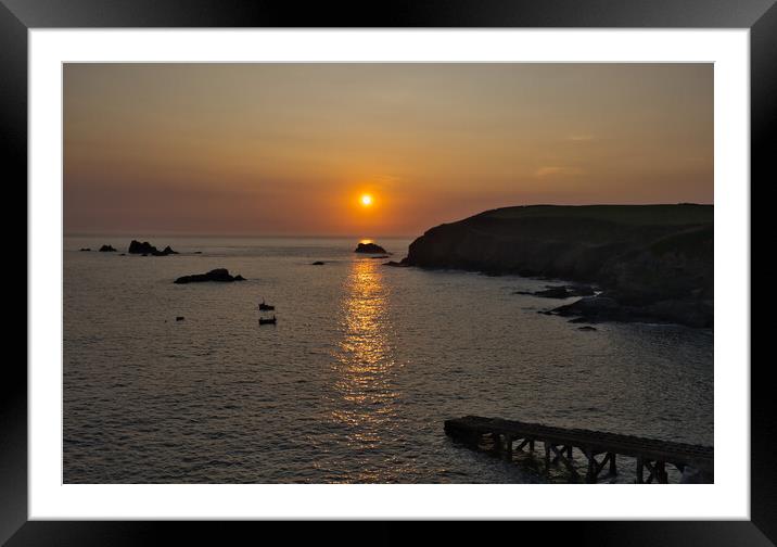 Sunset at Lizard Point, Cornwall Framed Mounted Print by Nathalie Naylor