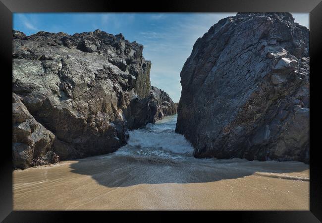 Rock formations at Kynance Cove Framed Print by Nathalie Naylor