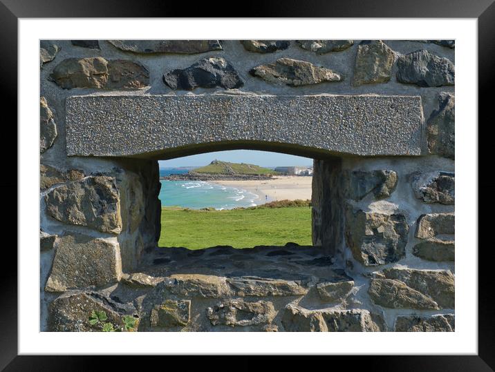A window into St Ives Beach  Framed Mounted Print by Nathalie Naylor