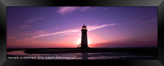 Talacre Lighthouse at sunset Framed Print by mark baker