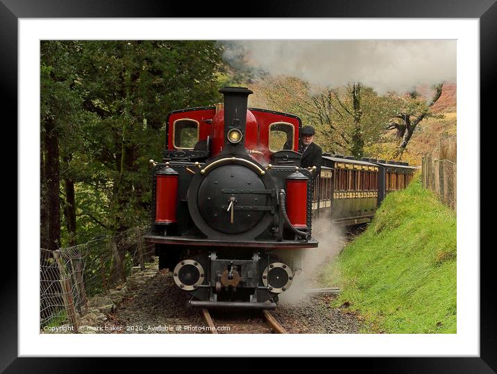 Vintage train above Dduallt Manor. Framed Mounted Print by mark baker