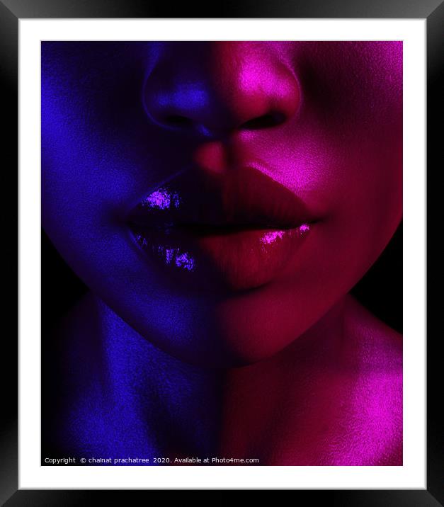 Perfect lips,Close up portrait of woman face,3d re Framed Mounted Print by chainat prachatree