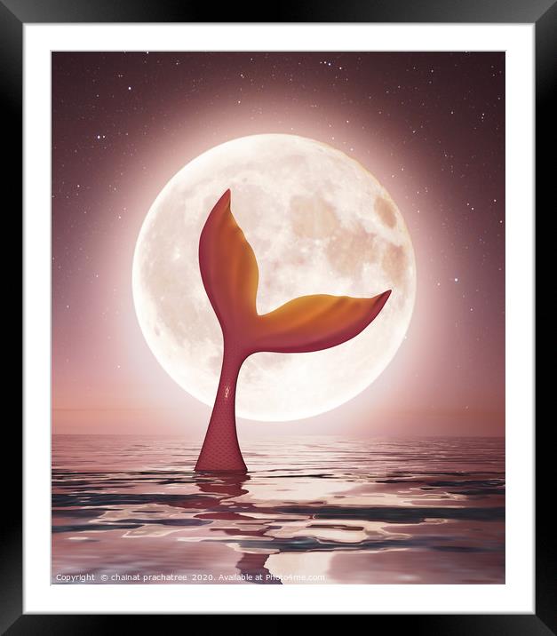 Mermaid enjoy the moonlight Framed Mounted Print by chainat prachatree