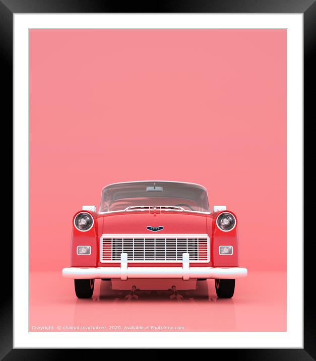 1950 classic car on pastel color background,minima Framed Mounted Print by chainat prachatree