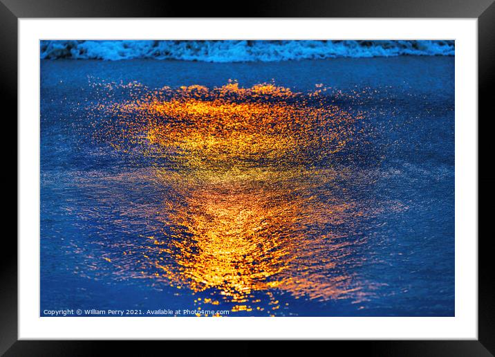 Sunset Reflections Abstract La Jolla Shores Beach San Diego Cali Framed Mounted Print by William Perry