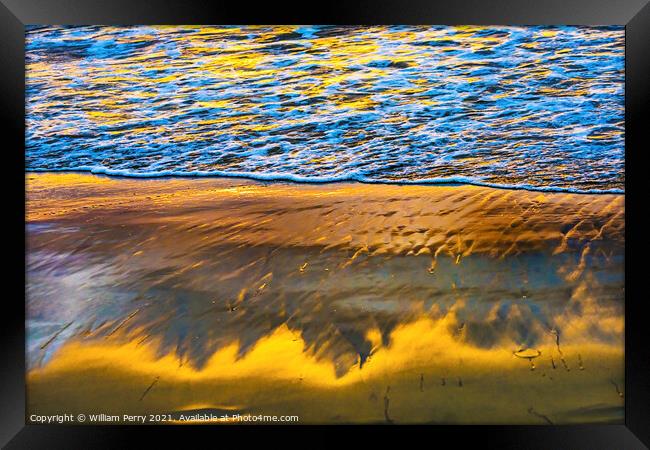Shoreline Reflections Abstract La Jolla Shores Beach San Diego C Framed Print by William Perry
