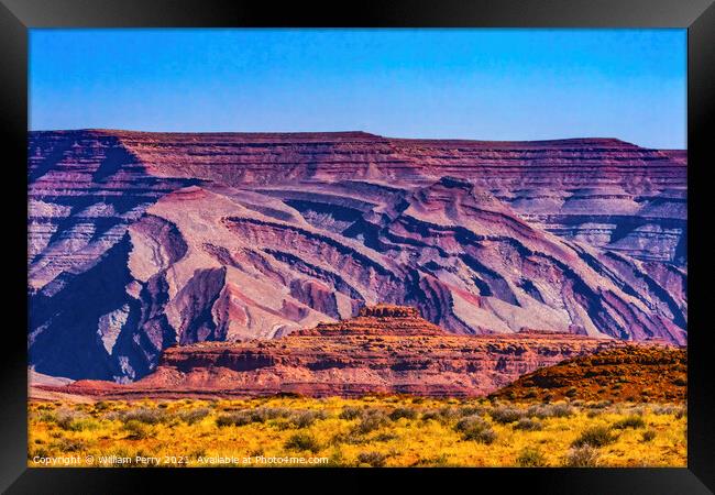 Colorful Canyon Rock Formation Mexican Hat Monument Valley Utah Framed Print by William Perry