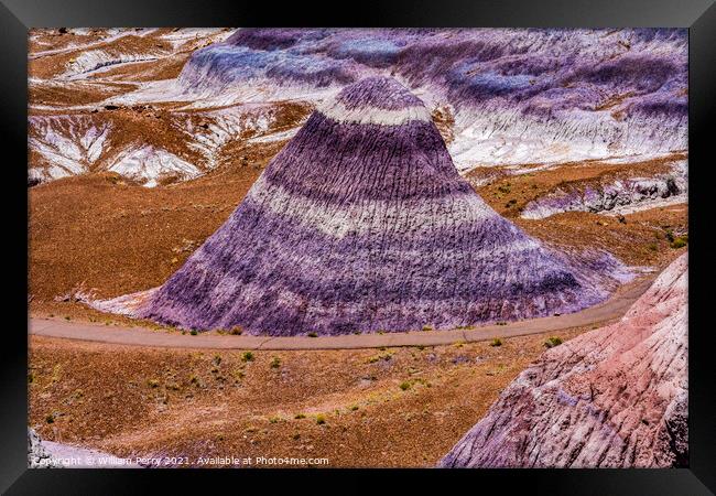 Purple Mountain Blue Mesa Petrified Forest National Park Arizona Framed Print by William Perry