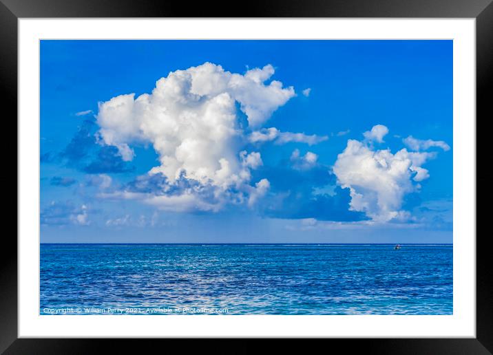 Colorful Large White Rain Cloud Blue Water Moorea Tahiti Framed Mounted Print by William Perry