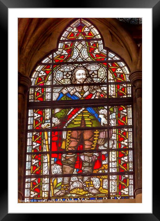 Charles 1 Stained Glass Chapter House Westminster Abbey London E Framed Mounted Print by William Perry