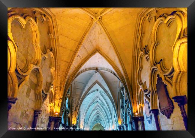 Cloisters Interior Arches Westminster Abbey London England Framed Print by William Perry