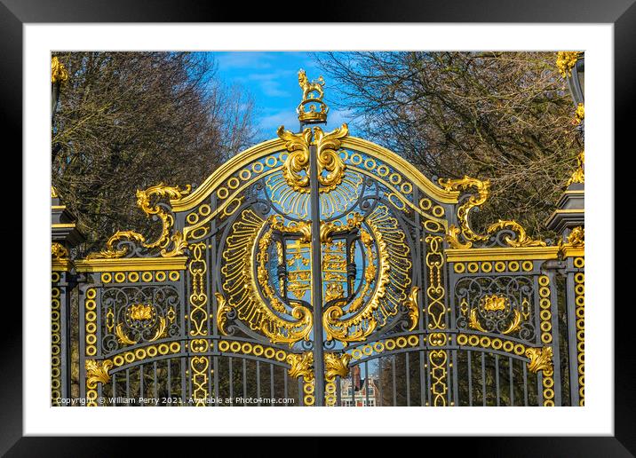 Golden Canada Maroto Gate Buckingham Palace London England Framed Mounted Print by William Perry