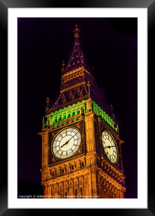 Big Ben Tower Houses of Parliament Westminster London England Framed Mounted Print by William Perry