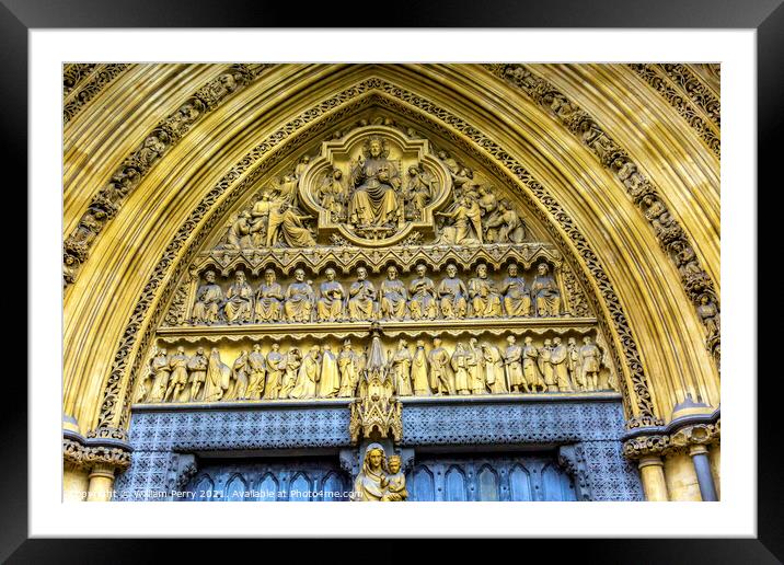 Mary Statue Door Facade Westminster Abbey London England Framed Mounted Print by William Perry