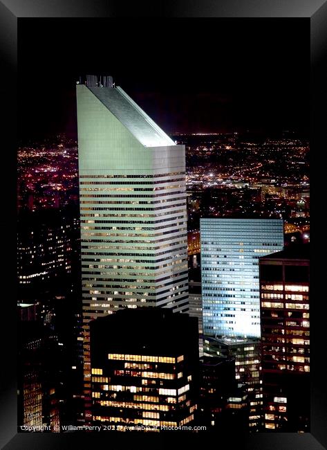 Citicorp Building Skyscraper New York City Night Framed Print by William Perry