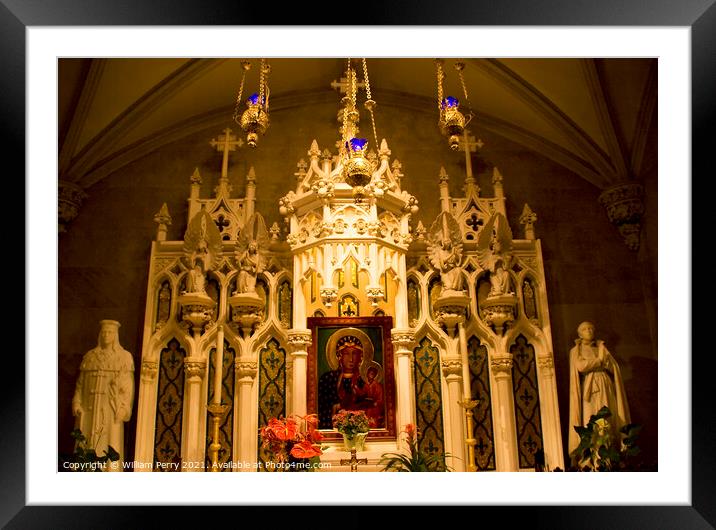 Mary Icon Shrine Saint Patrick's Cathedral  New Yo Framed Mounted Print by William Perry