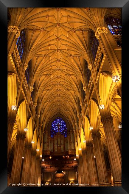 St. Patrick's Cathedral Inside Organ Stained Glass Arches  New Y Framed Print by William Perry