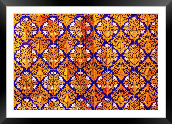 Colorful Tiles Plaza de Espana Square Seville Spain Framed Mounted Print by William Perry