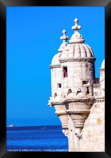 Tagus River Belem Tower Torre Portuguese Symbol Lisbon Portugal Framed Print by William Perry