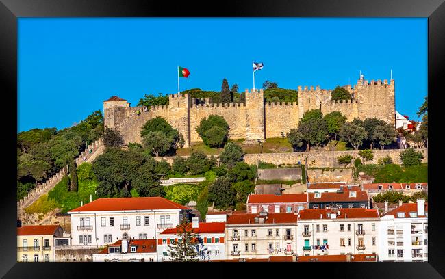 Castle Sao Jorge Belevedere Miradoura Overlook Lisbon Portugal Framed Print by William Perry