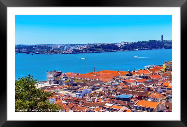 Orange Roofs Cathedral Lisbon Portugal Framed Mounted Print by William Perry