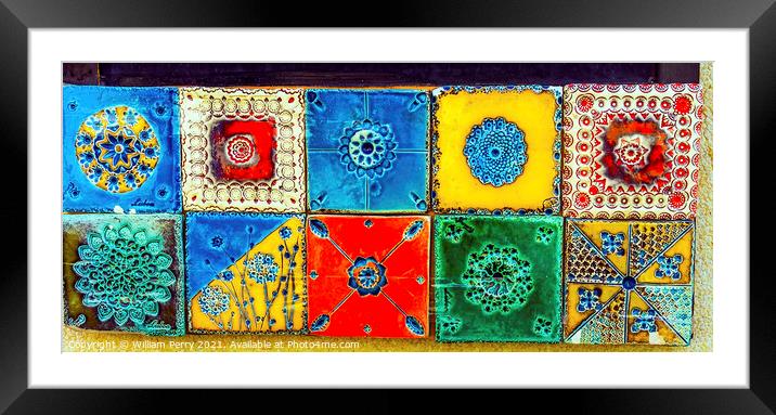 Colorful Ceramic Tiles Souvenirs Handicrafts Lisbon Portugal Framed Mounted Print by William Perry