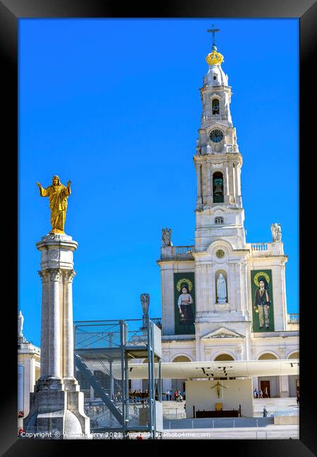 Christ Statue 100th Anniversary Basilica Fatima Portugal Framed Print by William Perry