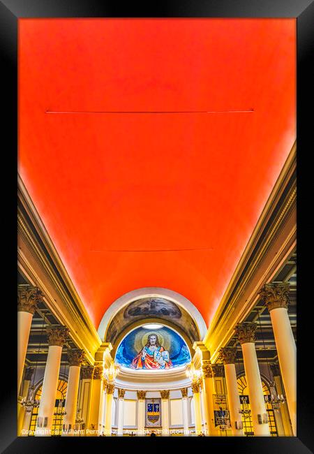 Basilica Jesus Fresco Sacred Heart Cathedral Punta Arenas Chile Framed Print by William Perry