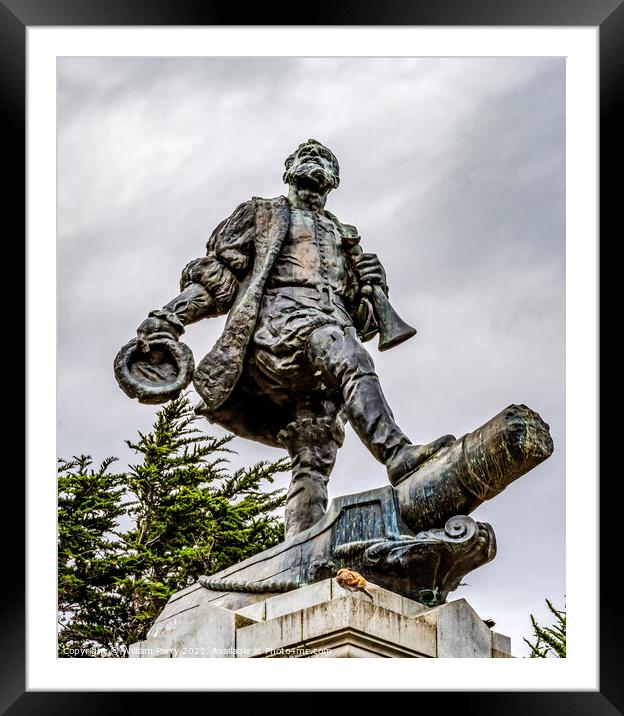 Ferdinand Magellan Monument Harbor Punta Arenas Chile Framed Mounted Print by William Perry