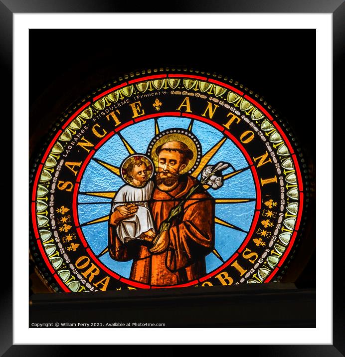 Saint Anthony Stained Glass Cathedral Punta Arenas Chile Framed Mounted Print by William Perry