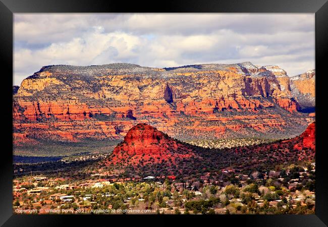 Bear Mountain Orange Red Rock Canyon West Sedona Arizona Framed Print by William Perry