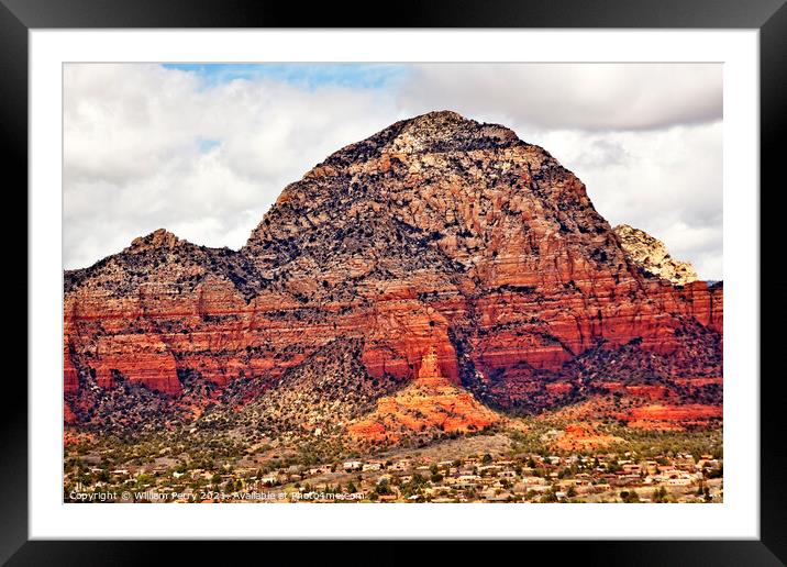 Capitol Butte Orange Red Rock Canyon West Sedona Arizona Framed Mounted Print by William Perry