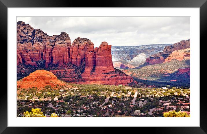 Coffee Pot Rock Sugarloaf Orange Red Rock Canyon West Sedona Ari Framed Mounted Print by William Perry