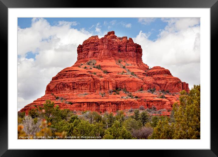 Bell Rock Butte Orange Red Rock Canyon Sedona Arizona Framed Mounted Print by William Perry