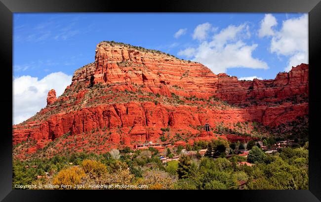 Red Rock Canyon Chapel of the Holy Cross Sedona Arizona Framed Print by William Perry