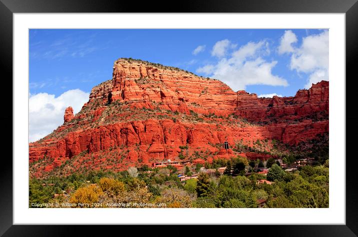 Red Rock Canyon Chapel of the Holy Cross Sedona Arizona Framed Mounted Print by William Perry