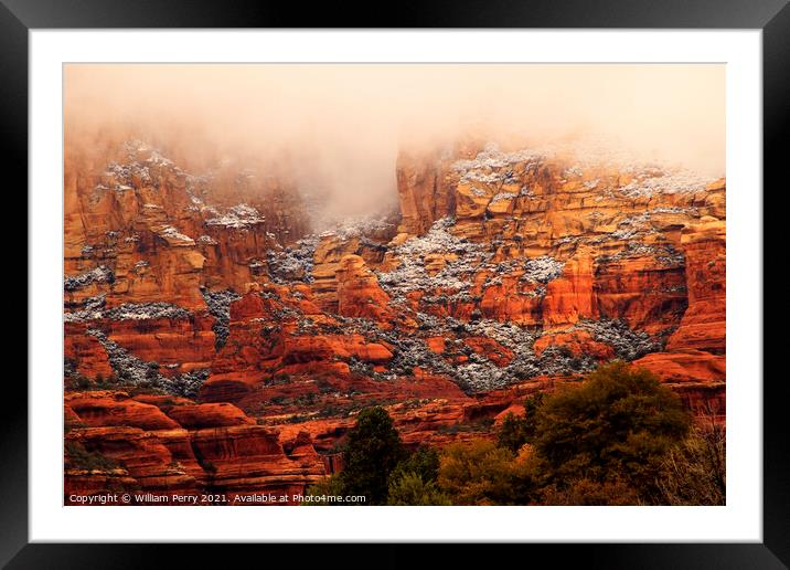 Boynton Red Rock Canyon Snow Clouds Sedona Arizona Framed Mounted Print by William Perry