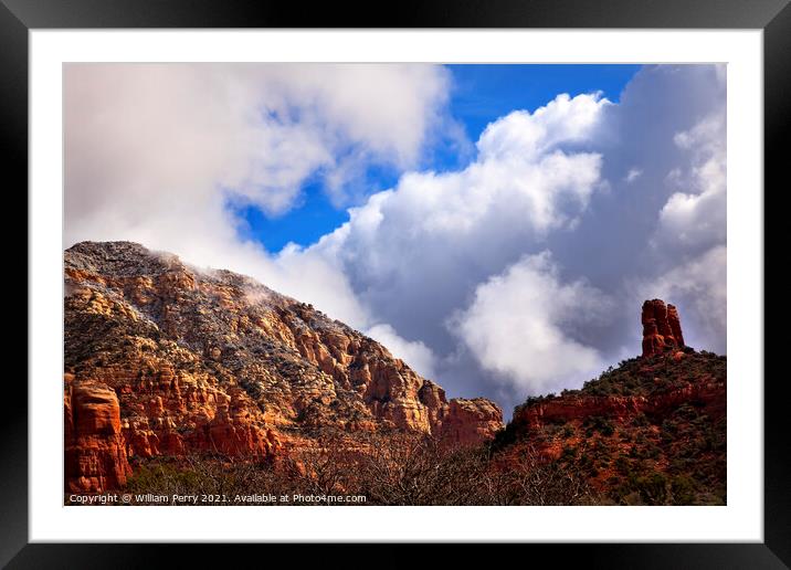 Clouds Blue Sky Over Boynton Red Rock Canyon Sedona Arizona Framed Mounted Print by William Perry