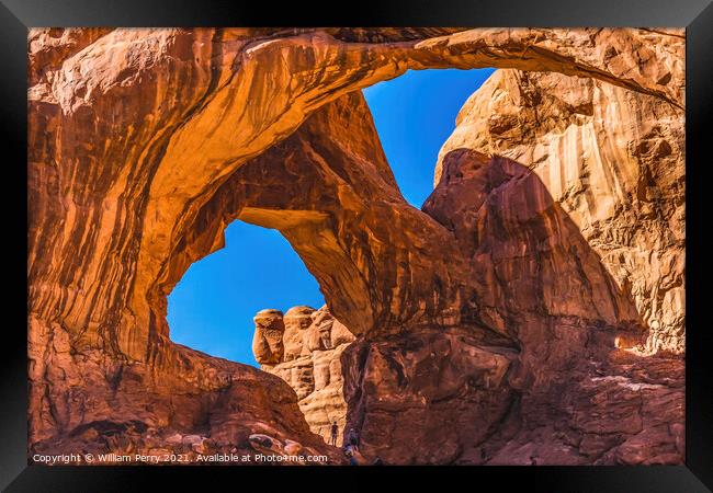 Double Arch Rock Canyon Windows Section Arches National Park Moa Framed Print by William Perry