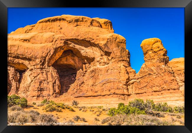 Human Rock Formations Windows Section Arches National Park Moab  Framed Print by William Perry