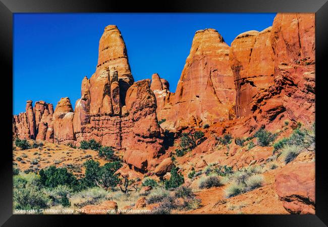 Painted Desert Red Fiery Furnace Arches National Park Moab Utah  Framed Print by William Perry