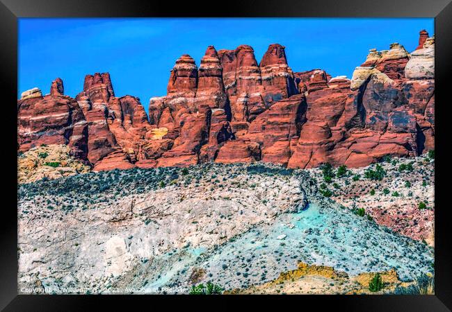 Painted Desert Red Fiery Furnace Arches National Park Moab Utah  Framed Print by William Perry