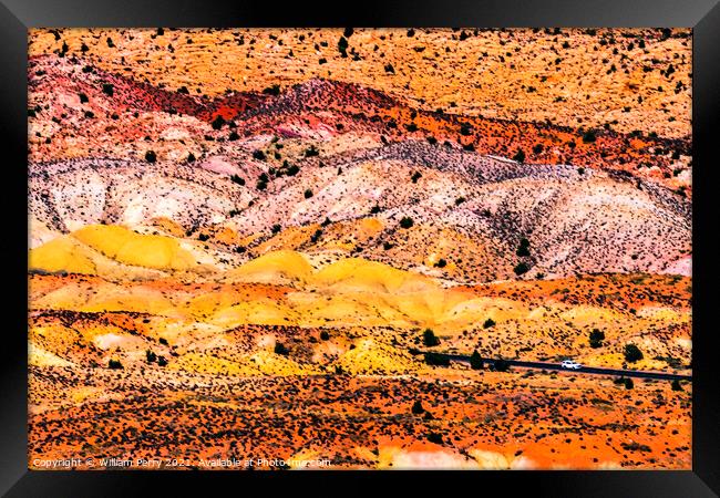 Highway Car Painted Desert Orange Grass Sandstone White Sand Arc Framed Print by William Perry