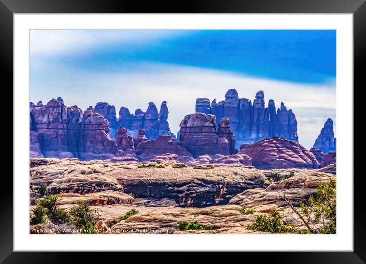 Sandstone Spires Canyonlands Needles District Utah Framed Mounted Print by William Perry