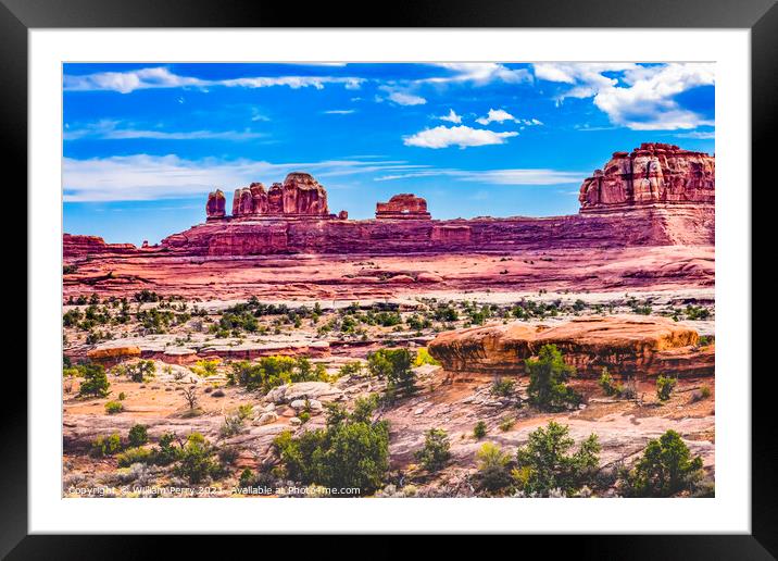 Wooden Shoe Arch Pink Buttes Canyonlands Needles Utah Framed Mounted Print by William Perry
