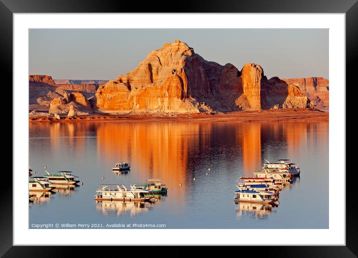 Castle Rock Wahweap Bay Marina House Boats Lake Powell Glen Cany Framed Mounted Print by William Perry